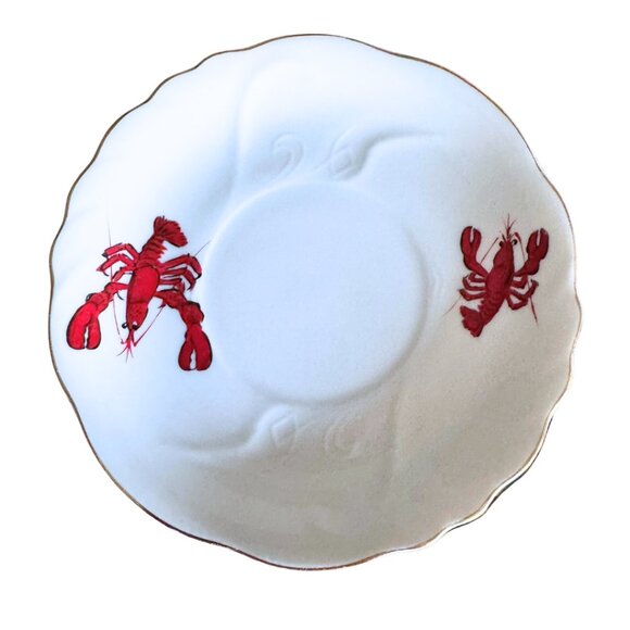 Lobster Creamer and Saucer Stamped ESD Japan Hand Painted Porcelain MCM Vintage - Picture 6 of 7